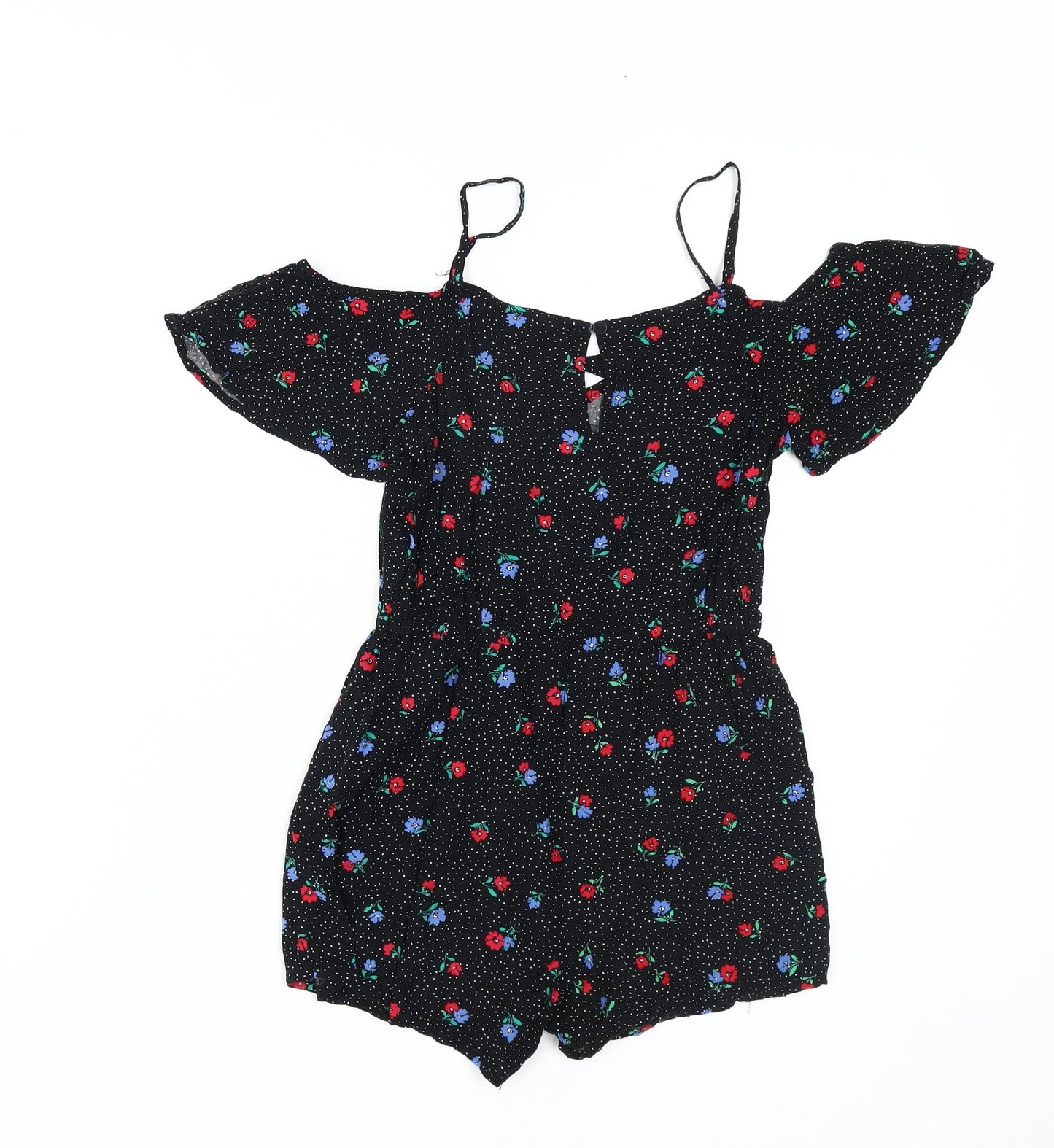 New Look Girls Black Floral Playsuit, Size 146