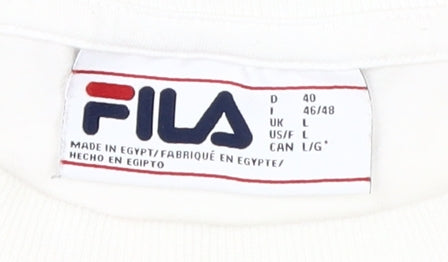 Womens UK Size L FILA White Basic T-Shirt