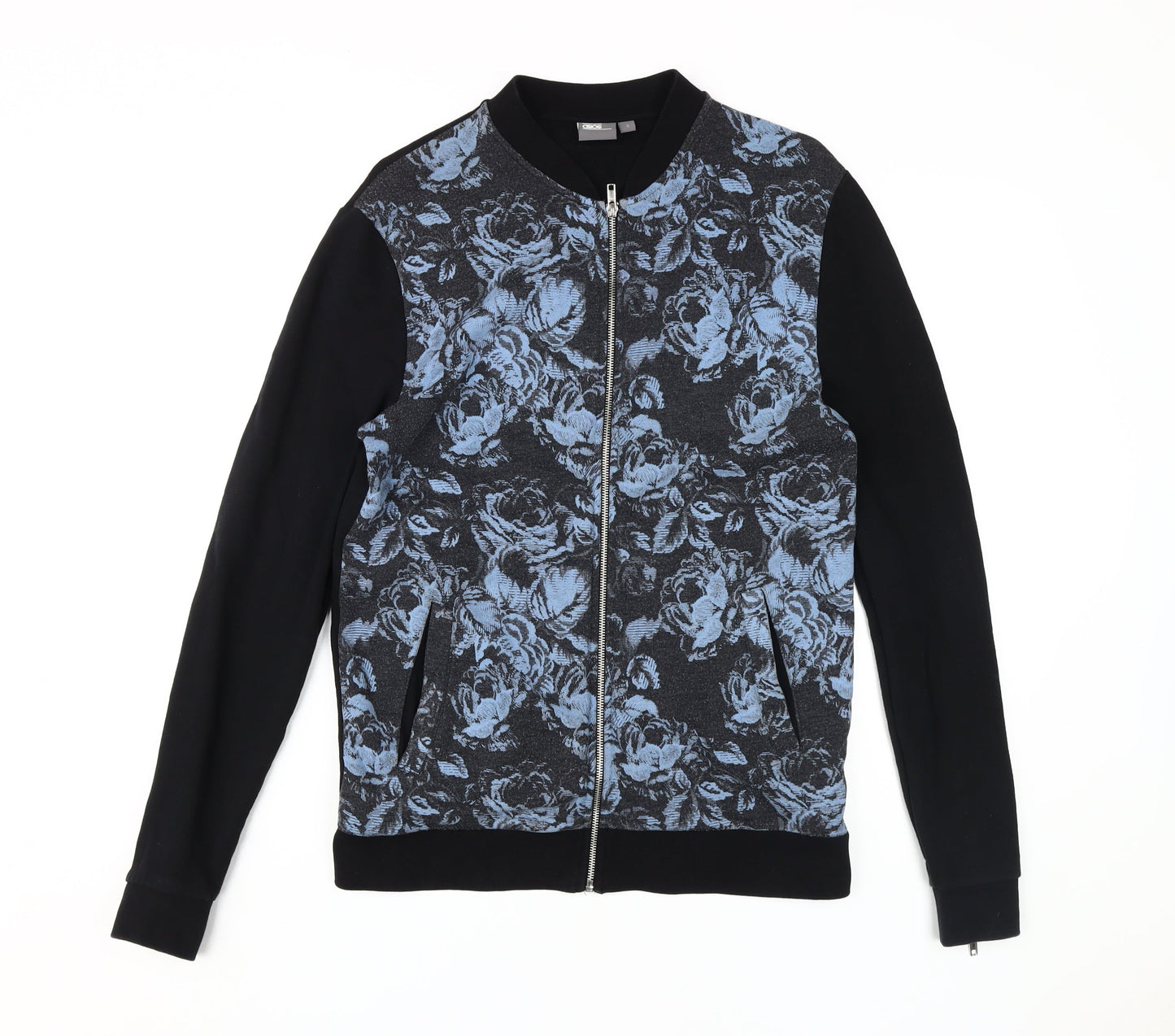 ASOS Men's Black Floral Bomber Jacket, Size S