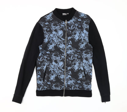 ASOS Men's Black Floral Bomber Jacket, Size S