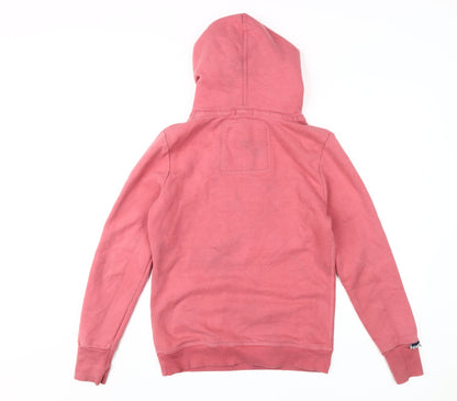 Superdry Women's Pink Pullover Logo Hoodie, Size M