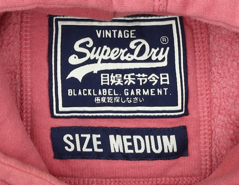 Superdry Women's Pink Pullover Logo Hoodie, Size M