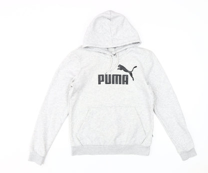 Puma Women's Grey Pullover Hoodie Size 12 with Logo Accents
