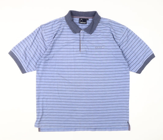 Head Men's Blue XL Striped Polo Shirt - Classic Casual Style