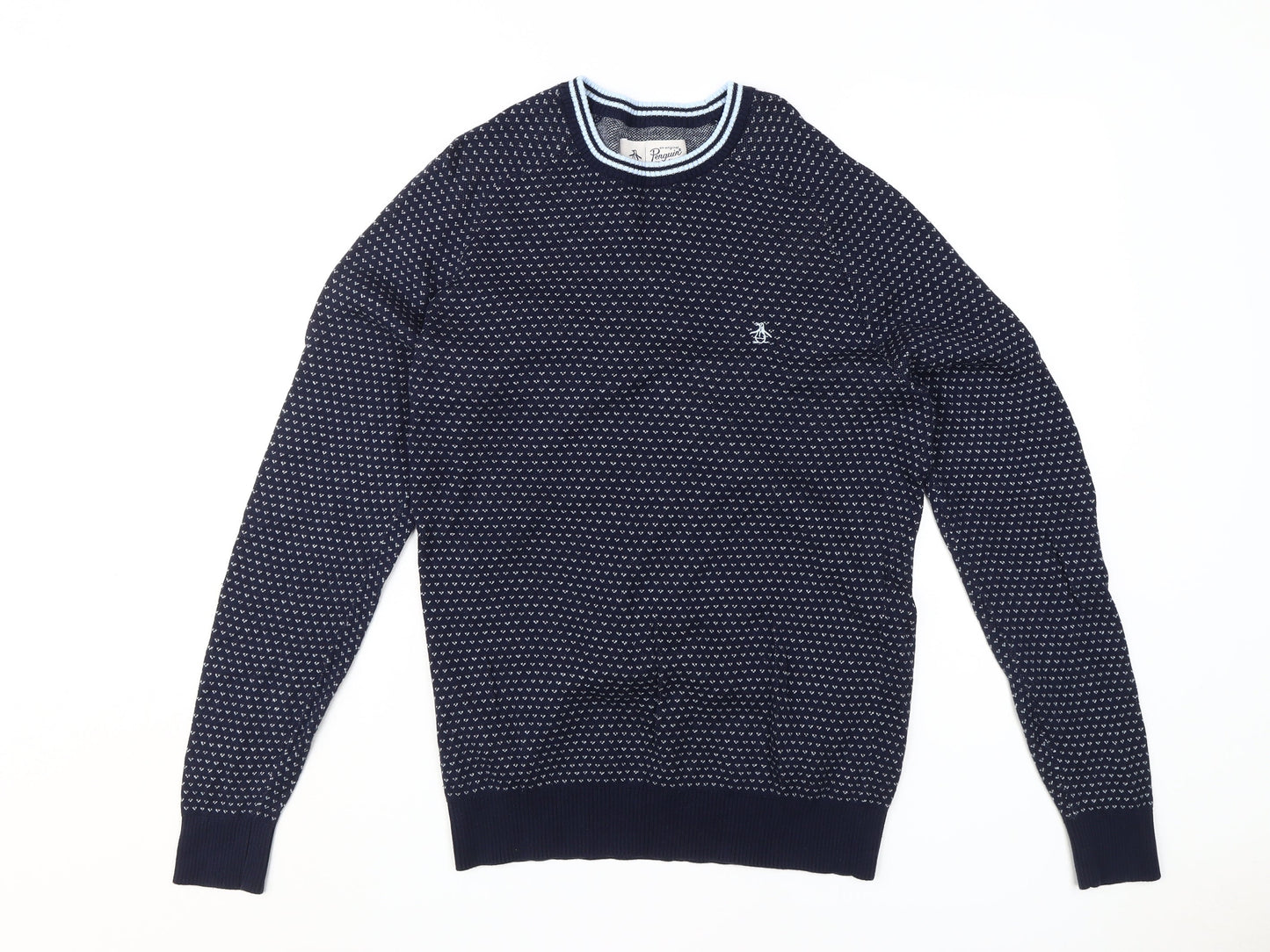 Penguin Men's Blue Crew Neck Pullover Jumper, Size M