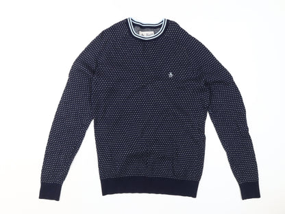 Penguin Men's Blue Crew Neck Pullover Jumper, Size M