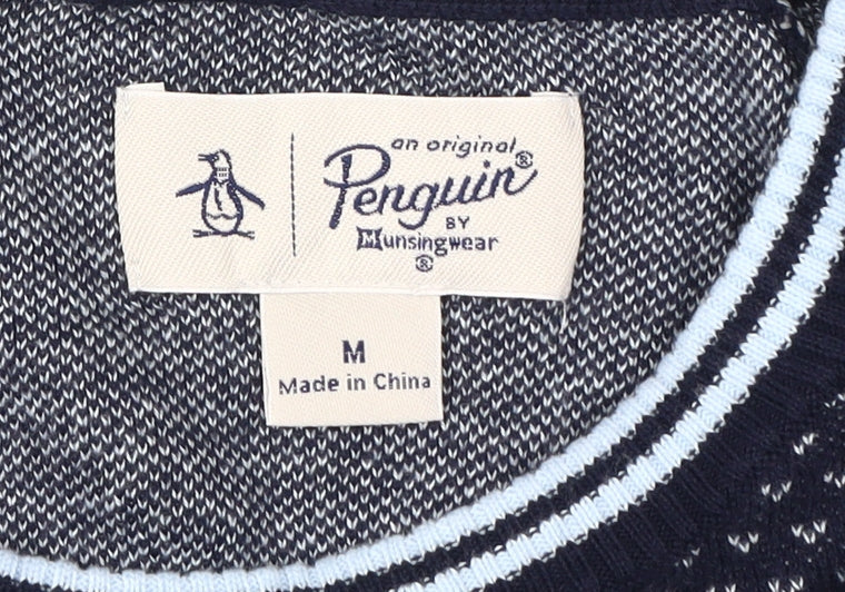 Penguin Men's Blue Crew Neck Pullover Jumper, Size M