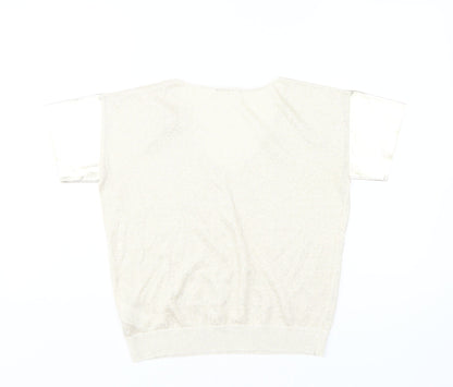 Chattawak Women Beige Linen Blend V-Neck Blouse