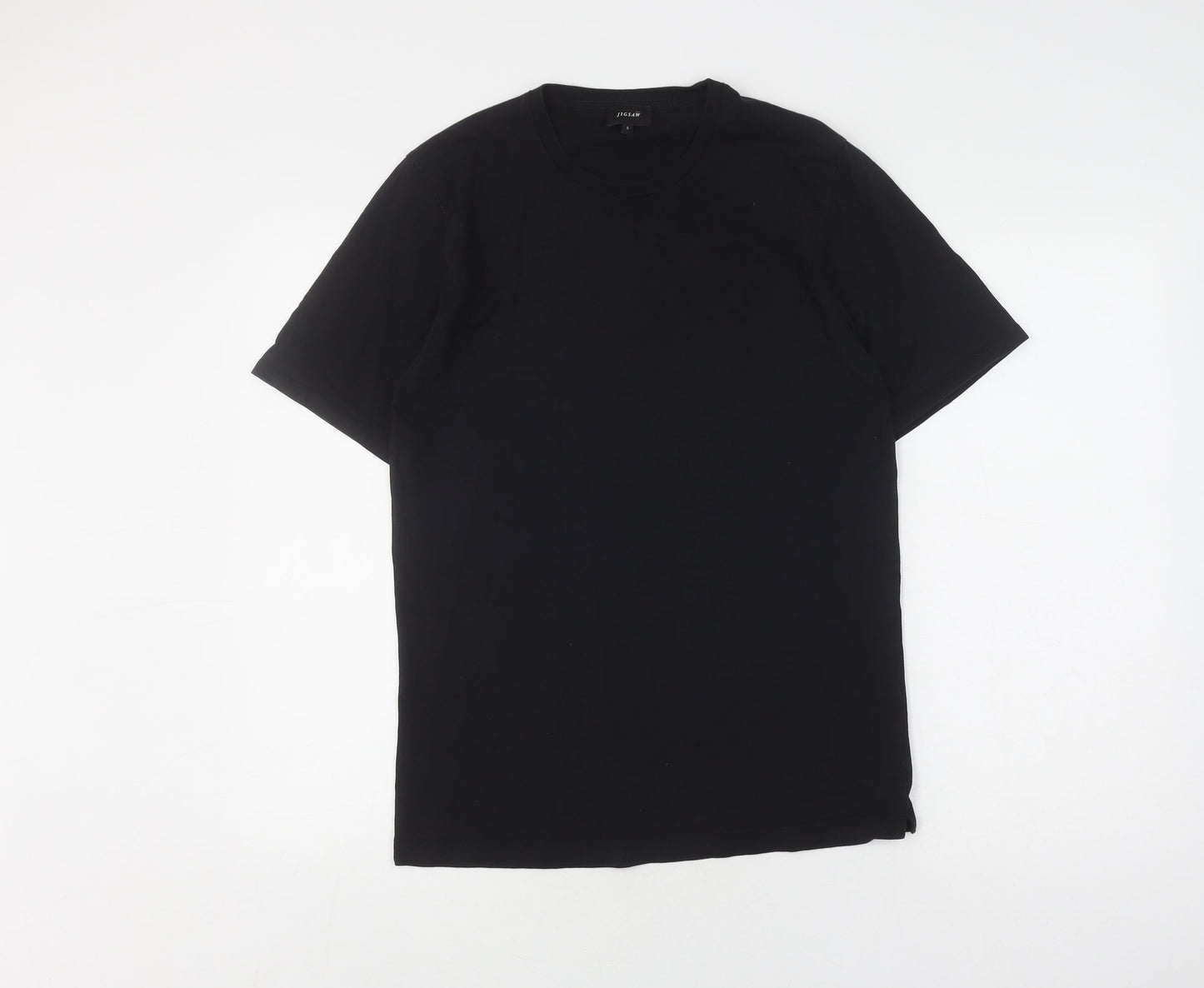 Jigsaw Men's Black Cotton T-Shirt, Size S, Crew Neck