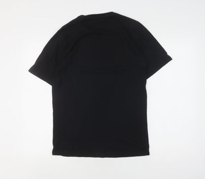 Jigsaw Men's Black Cotton T-Shirt, Size S, Crew Neck