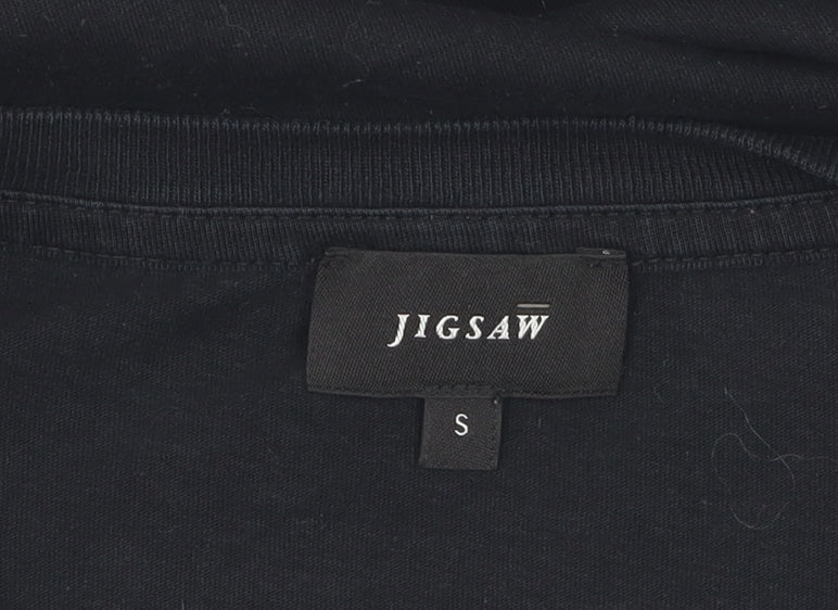 Jigsaw Men's Black Cotton T-Shirt, Size S, Crew Neck