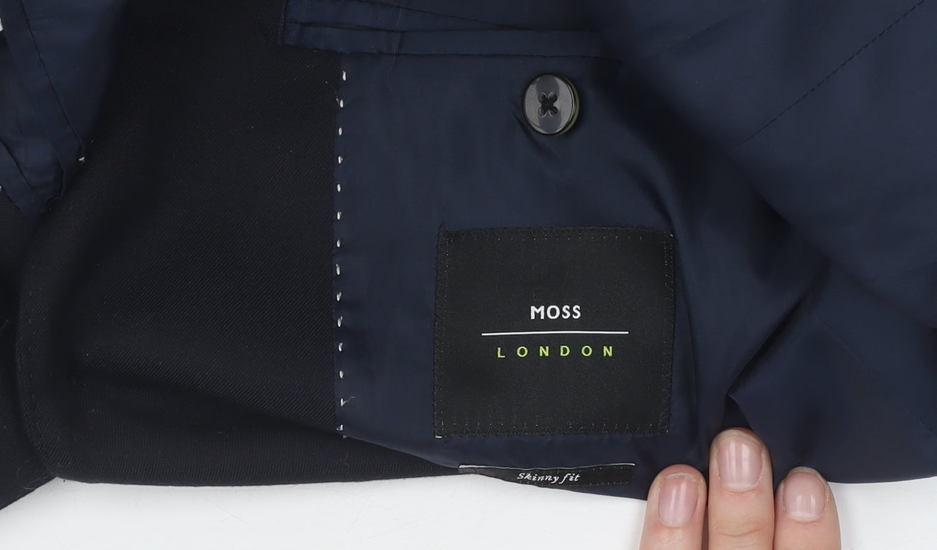 Mens UK Size 42 Moss London Regular Blue Suit Jacket