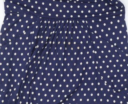 Laura Ashley Women's Blue Polka Dot A-Line Dress Size 12