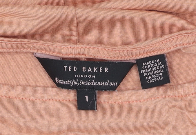Womens UK Size 2 Ted Baker Brown Basic T-Shirt