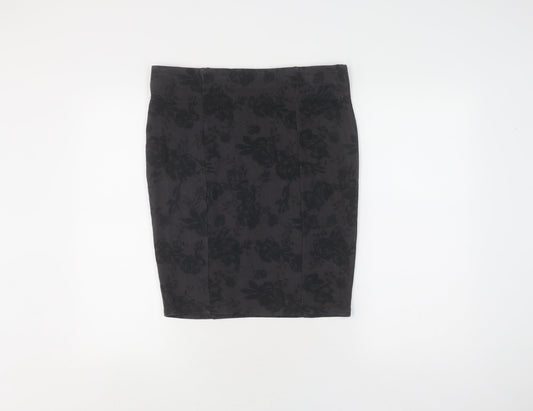 FatFace Women's Black Floral Pencil Skirt Size 12