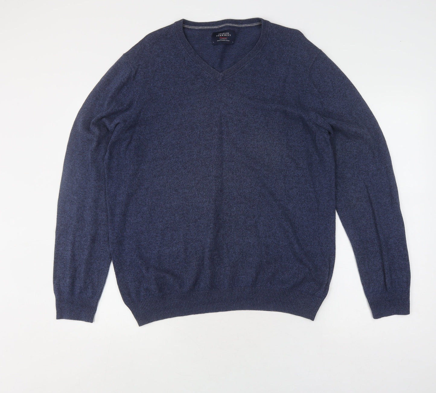 Charles Tyrwhitt Men's Blue V-Neck Pullover Jumper