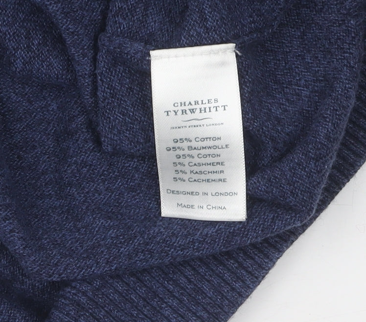Charles Tyrwhitt Men's Blue V-Neck Pullover Jumper