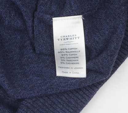 Charles Tyrwhitt Men's Blue V-Neck Pullover Jumper