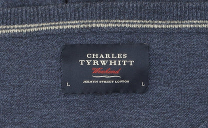 Charles Tyrwhitt Men's Blue V-Neck Pullover Jumper