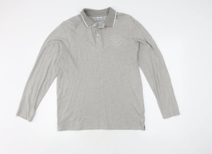 Jack & Jones Men's Grey Long Sleeve Polo M