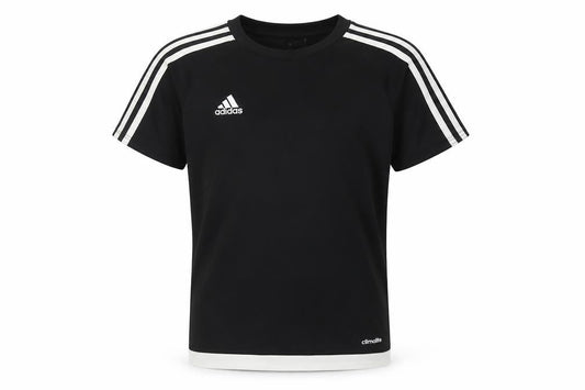 Front view of Adidas boys’' black 9-10 t-shirt, climalite, breathable