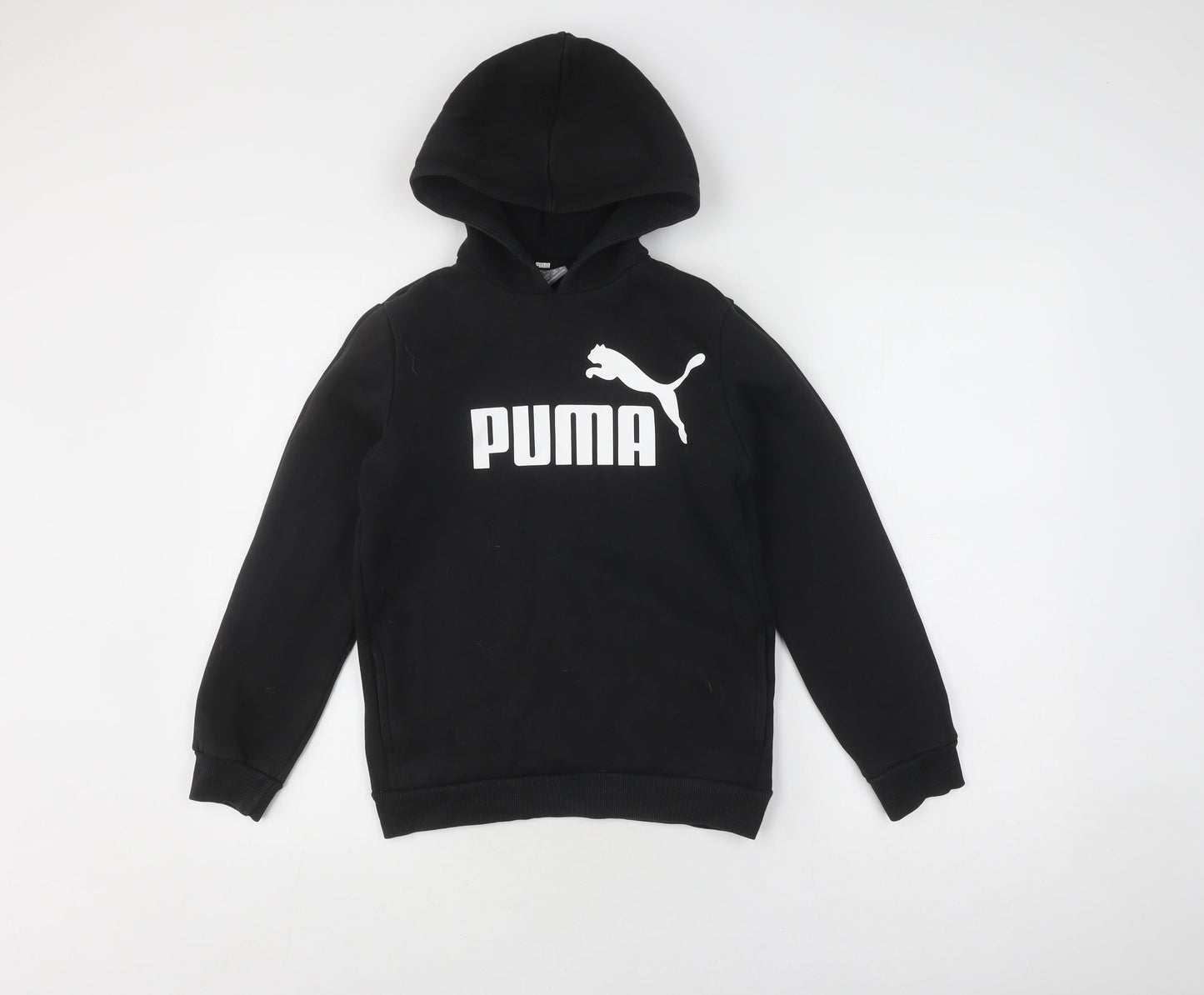 Puma Boys Black Hoodie Pullover 11-12 Years Sports Logo