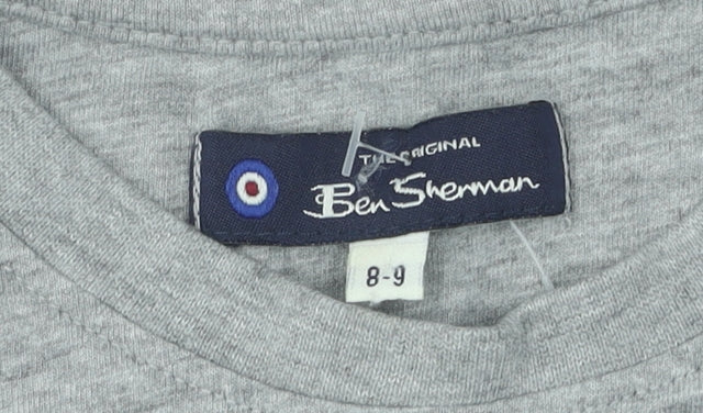 Ben Sherman Boys Grey Long Sleeve T-Shirt, Logo Design, Size 8-9