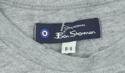 Ben Sherman Boys Grey Long Sleeve T-Shirt, Logo Design, Size 8-9