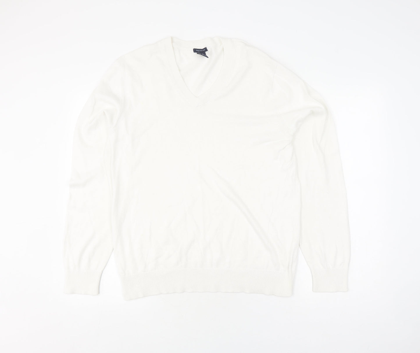 GAP Women's Ivory V-Neck Cotton Pullover Jumper S