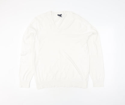 GAP Women's Ivory V-Neck Cotton Pullover Jumper S