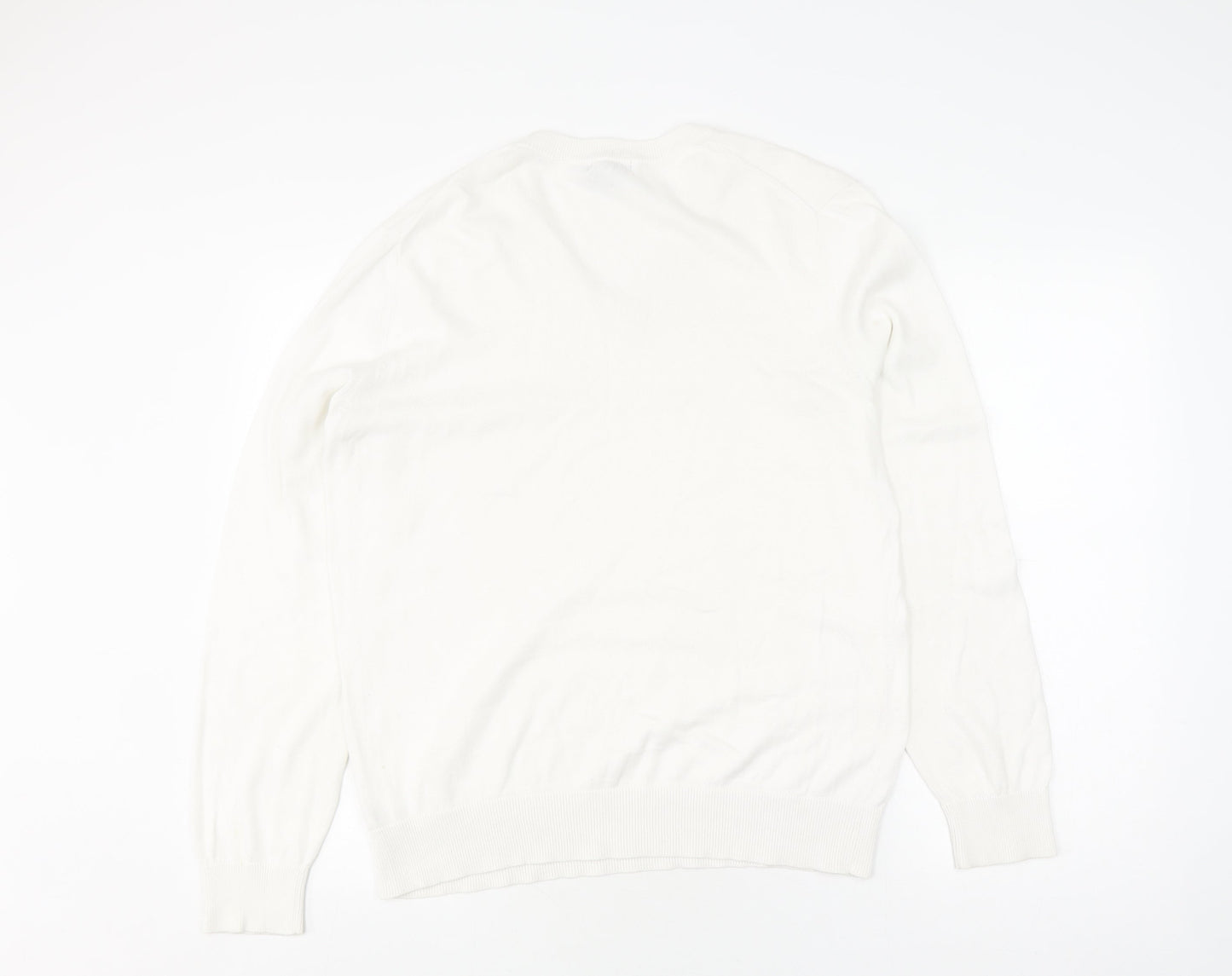 GAP Women's Ivory V-Neck Cotton Pullover Jumper S