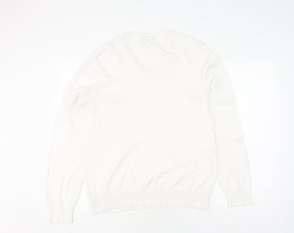 GAP Women's Ivory V-Neck Cotton Pullover Jumper S