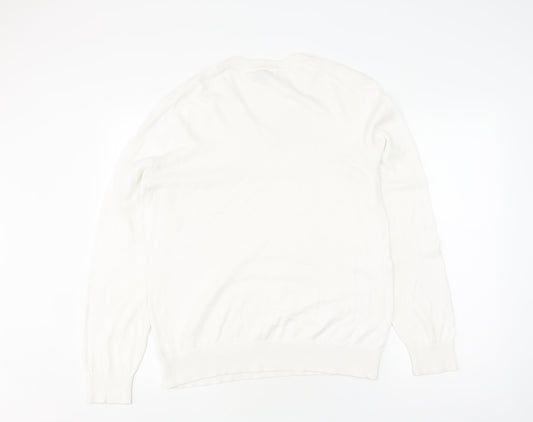 GAP Women's Ivory V-Neck Cotton Pullover Jumper S