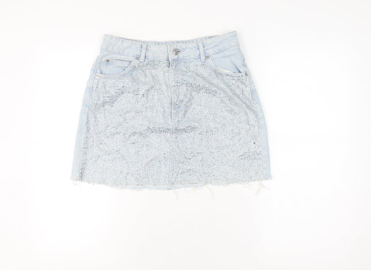 Womens UK Size 10 Topshop Mini Denim Skirt