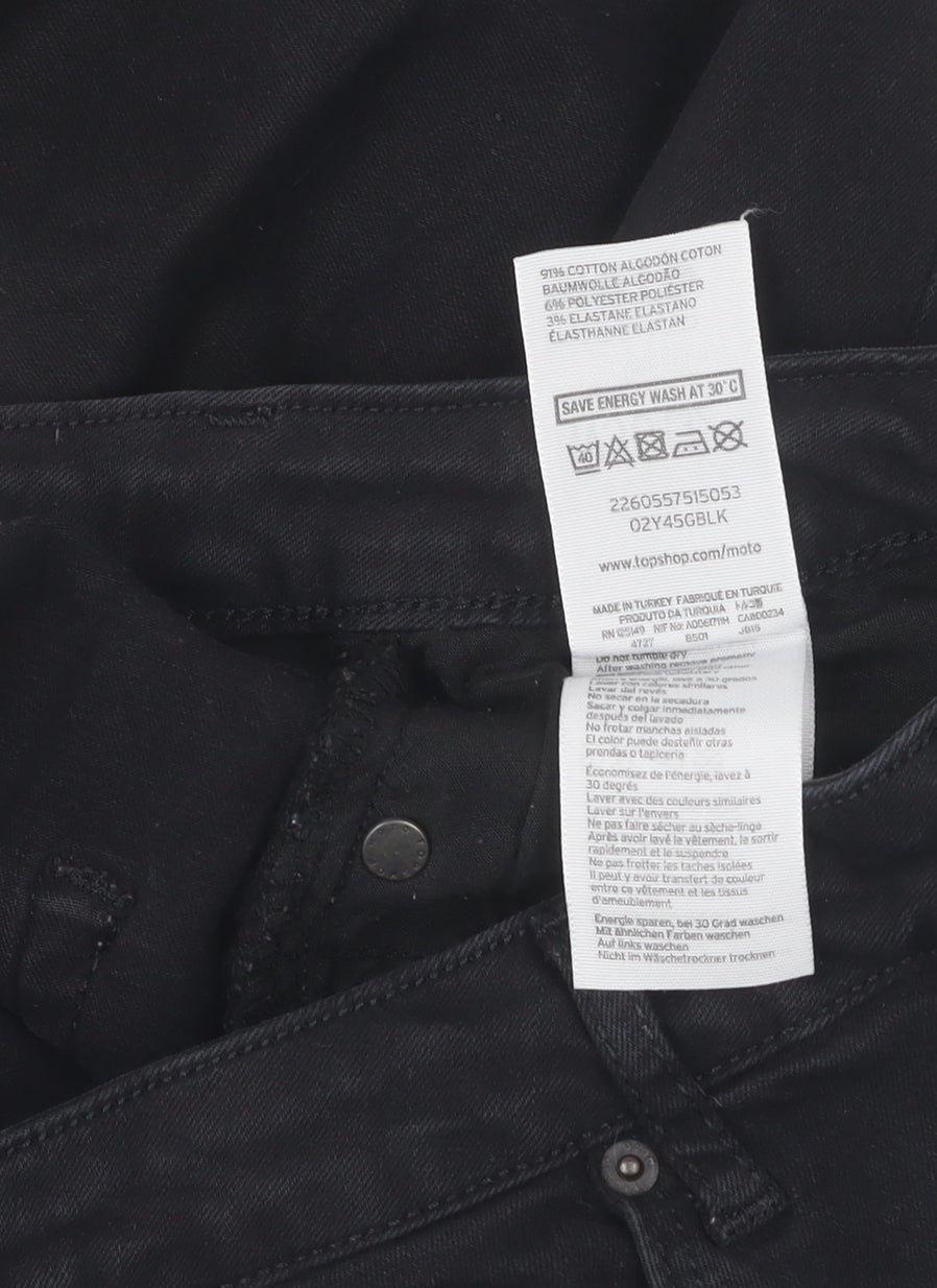 Topshop Women's Black Skinny Jeans (Size L) Slim Distressed