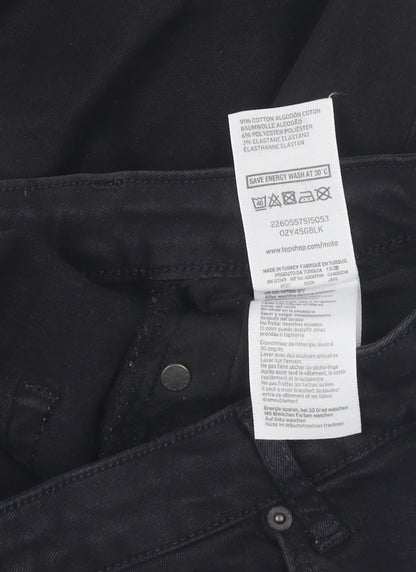 Topshop Women's Black Skinny Jeans (Size L) Slim Distressed