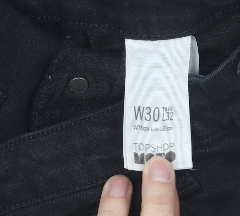 Topshop Women's Black Skinny Jeans (Size L) Slim Distressed