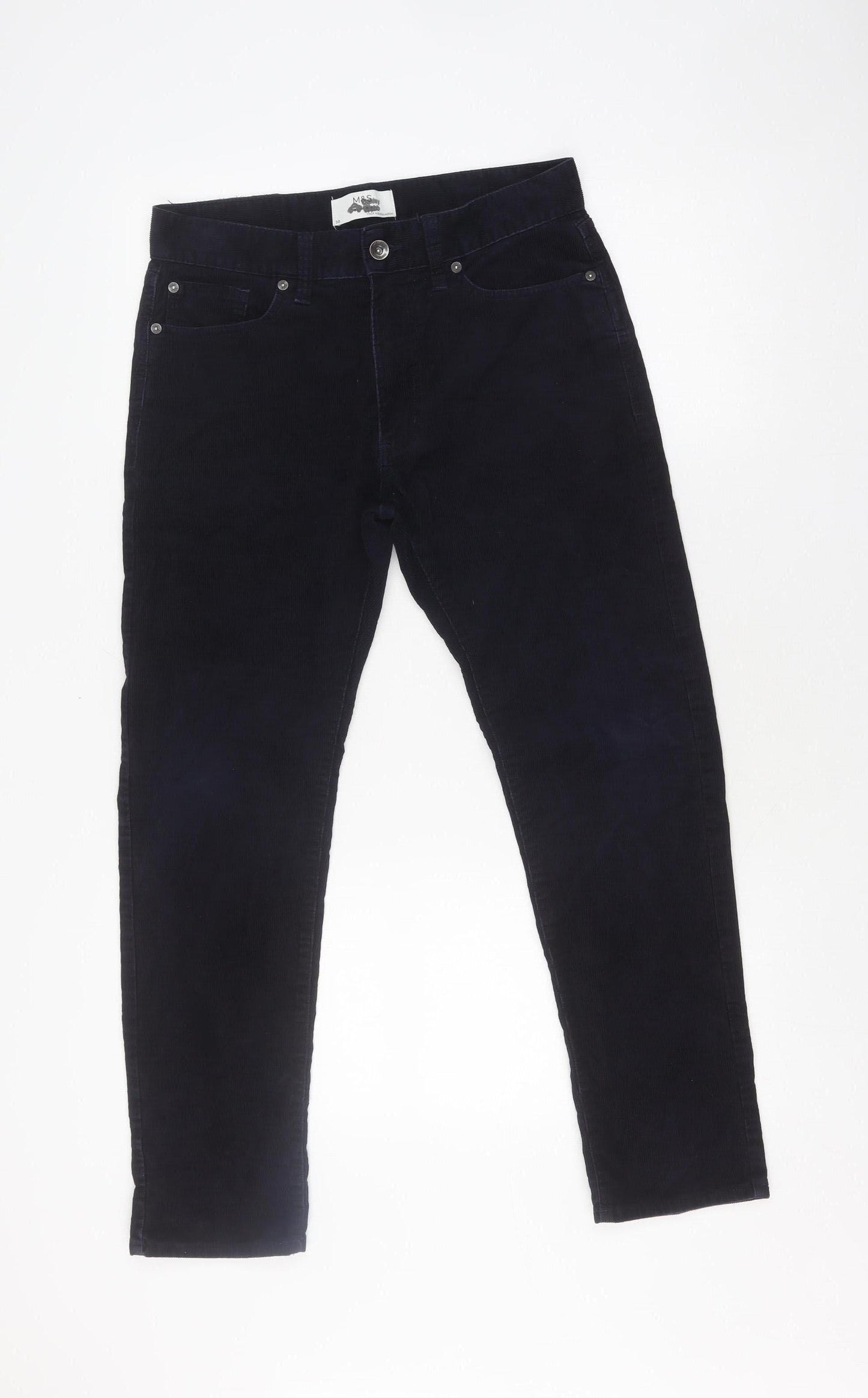 Unisex Adultss UK Size 30 Marks and Spencer Regular Fit Casual Blue Trousers