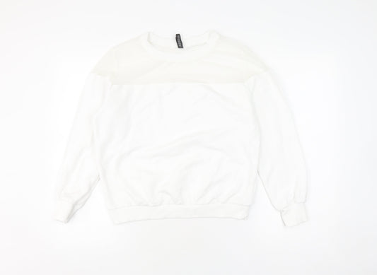 Additional front view of White unisex pullover sweatshirt, size M, lightweight