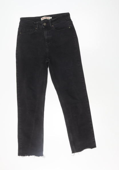 Womens UK Size S Pieces Regular Fit Straight Black Jeans