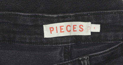 Womens UK Size S Pieces Regular Fit Straight Black Jeans