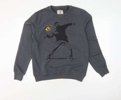 S-Ponder Grey Cotton Unisex Art Sweatshirt L