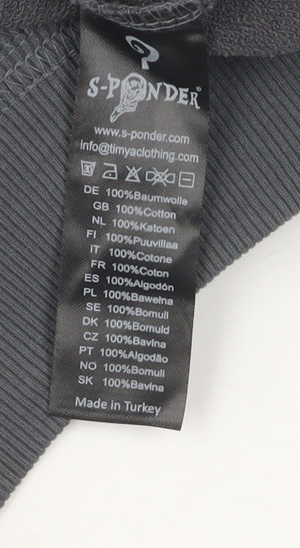 S-Ponder Grey Cotton Unisex Art Sweatshirt L