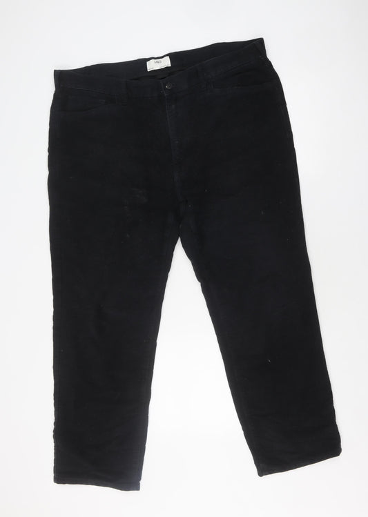 Marks and Spencer Men's Black Trousers, Size 42, Cotton Blend