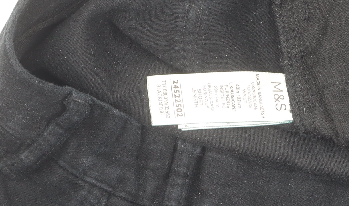 Marks and Spencer Men's Black Trousers, Size 42, Cotton Blend