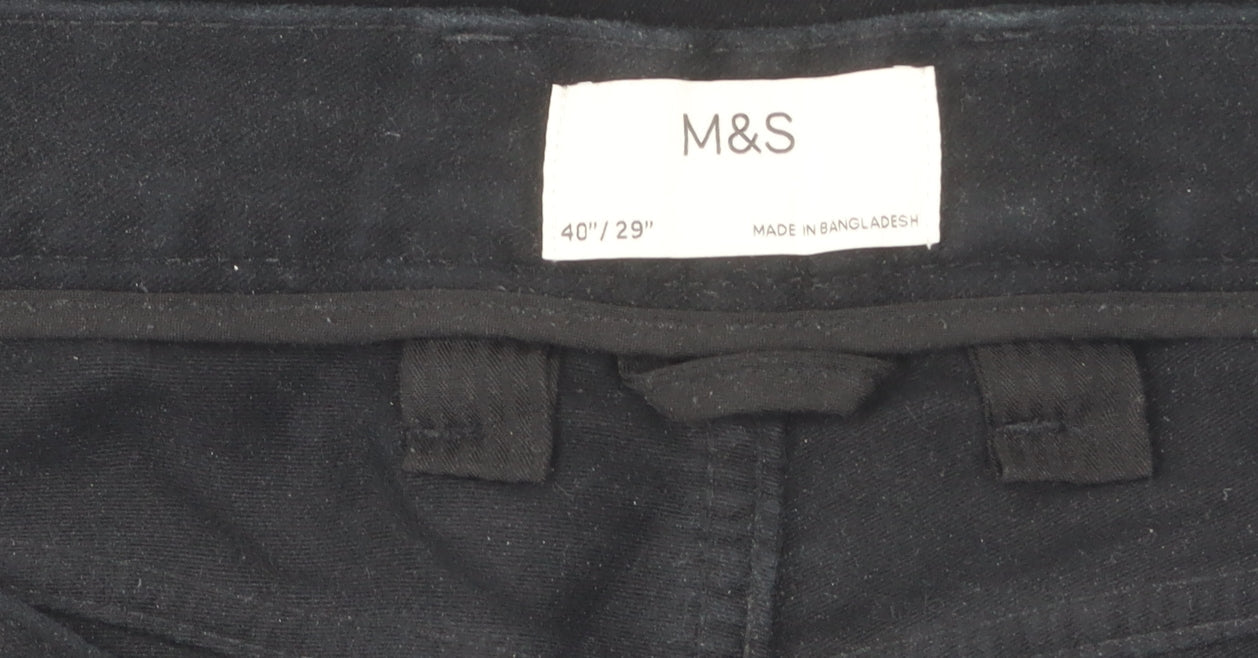 Marks and Spencer Men's Black Trousers, Size 42, Cotton Blend