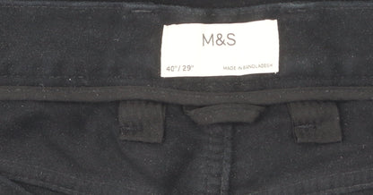Marks and Spencer Men's Black Trousers, Size 42, Cotton Blend