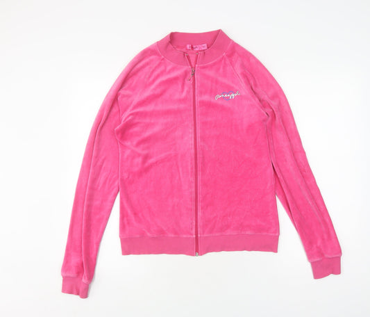 Pineapple Women's Pink Velour Bomber Jacket Size M