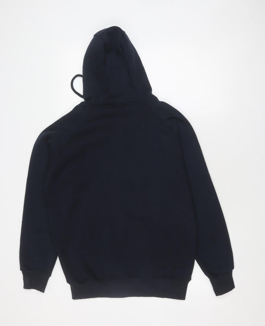 11 Degrees Men's Blue Full Zip Hoodie, M - Logo Accents