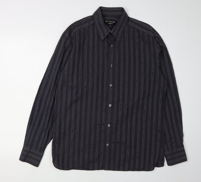 Marks and Spencer Men's Black Striped Shirt M